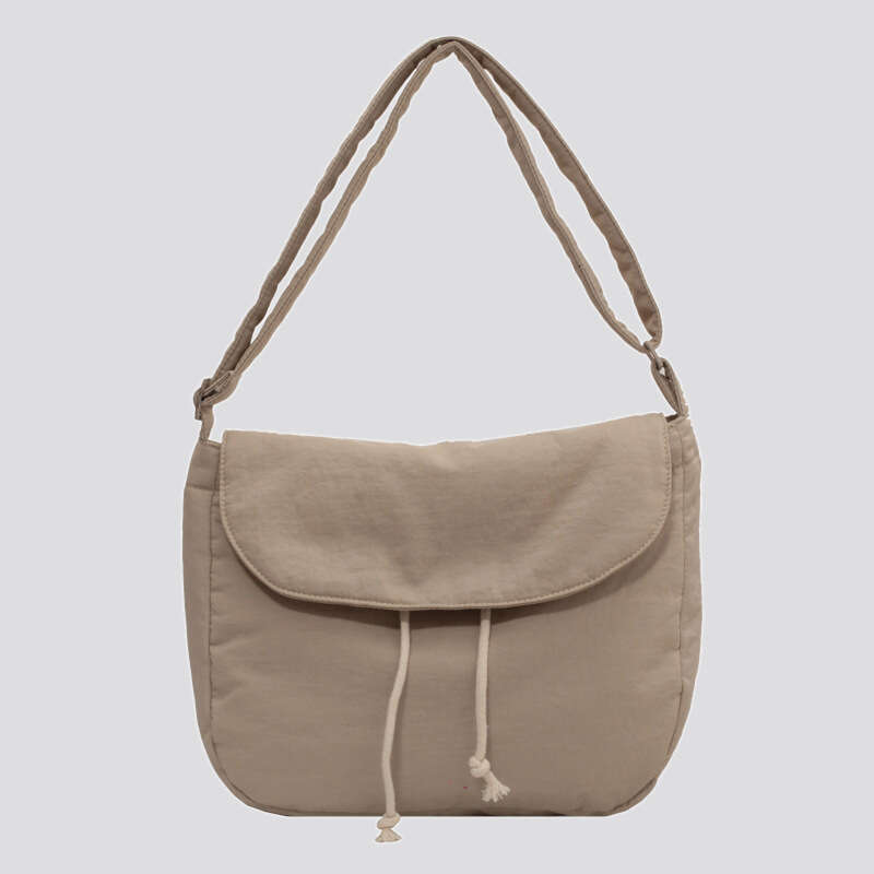 Canvas Messenger Bags Women's Students Class Crossbody Schoolbag Large Capacity Solid Color Shoulder Bag