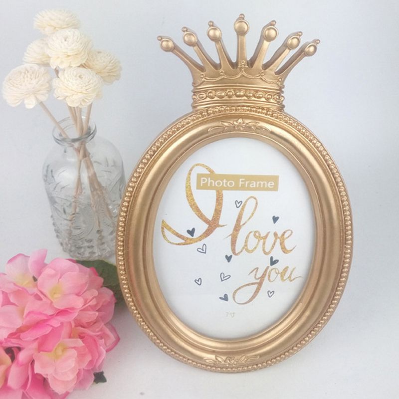 2025 Baroque Style Gold Crown Decor Creative Resin Picture Desktop Photo Frame Gift Home Wedding Decoration H260306