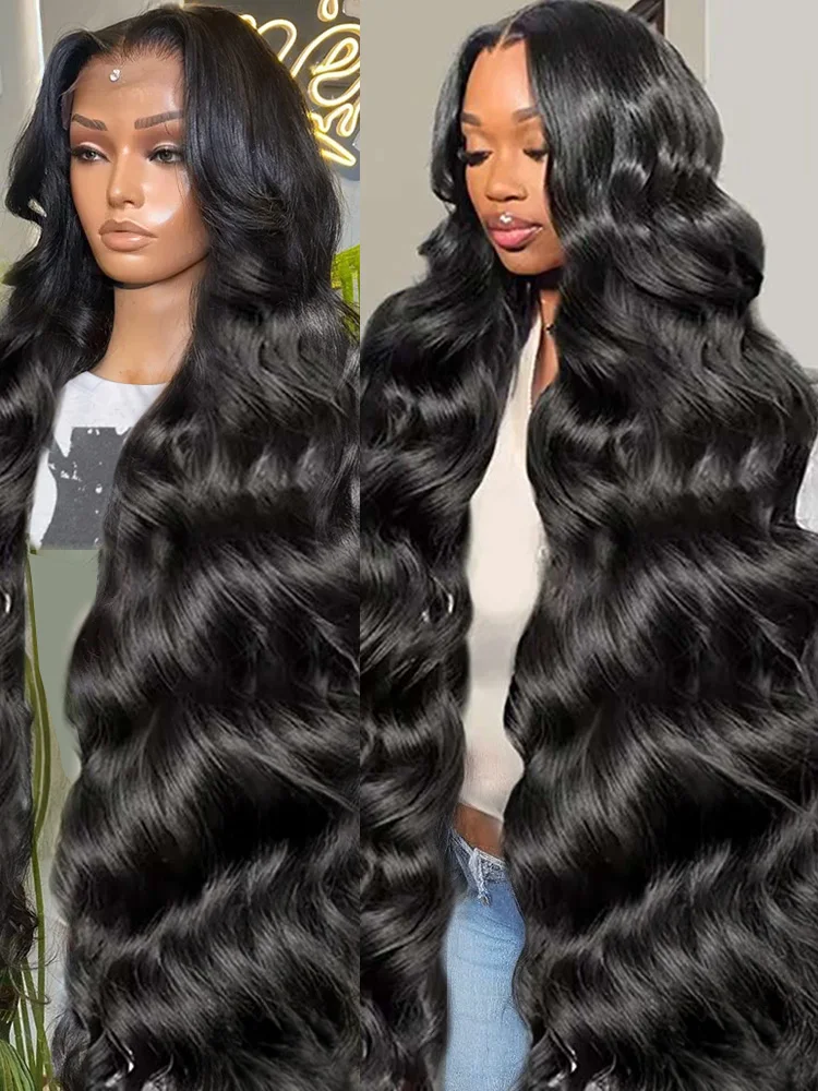Free shipping Wear Go HD Transparent 13x6 Body Wave Frontal Human Hair Wig 30 40 Inch 13x4 Lace Front Wigs Synthetic Closure Glueless