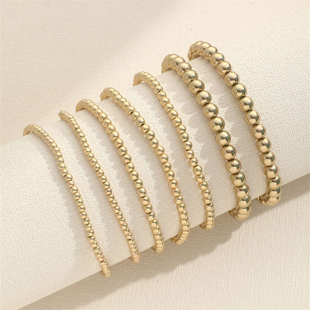 New Versatile Handmade Beaded Bracelet Set for Couples Beach Style Geometric CCB Elastic Handicrafts