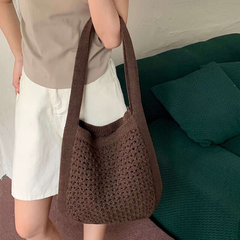 New Korean Simple Fashion Retro Knitted Women's Shopping Handbag Shoulder Bag B1
