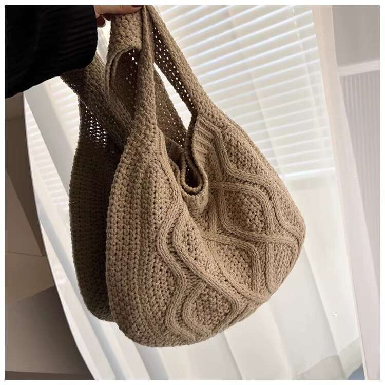 New Knitted Art Crossbody Bags Solid Color Tote Spinach Twist Shoulder Women's Bag