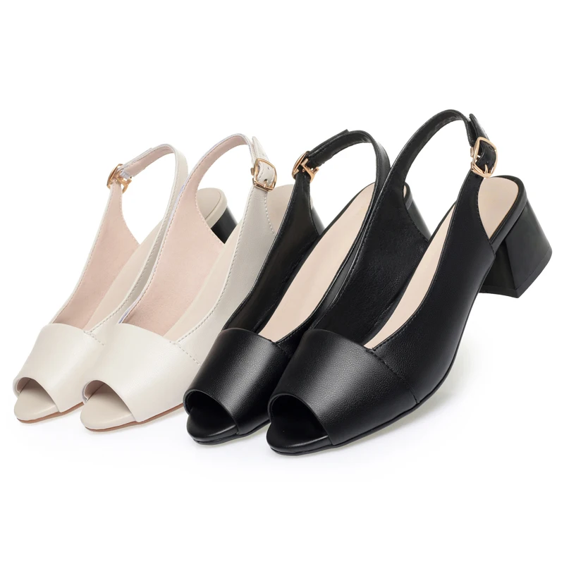 AIYUQI Sandals Female Genuine Leather Summer New Fashion Women's Sandals Fish Mouth Large Size Women's Sandals