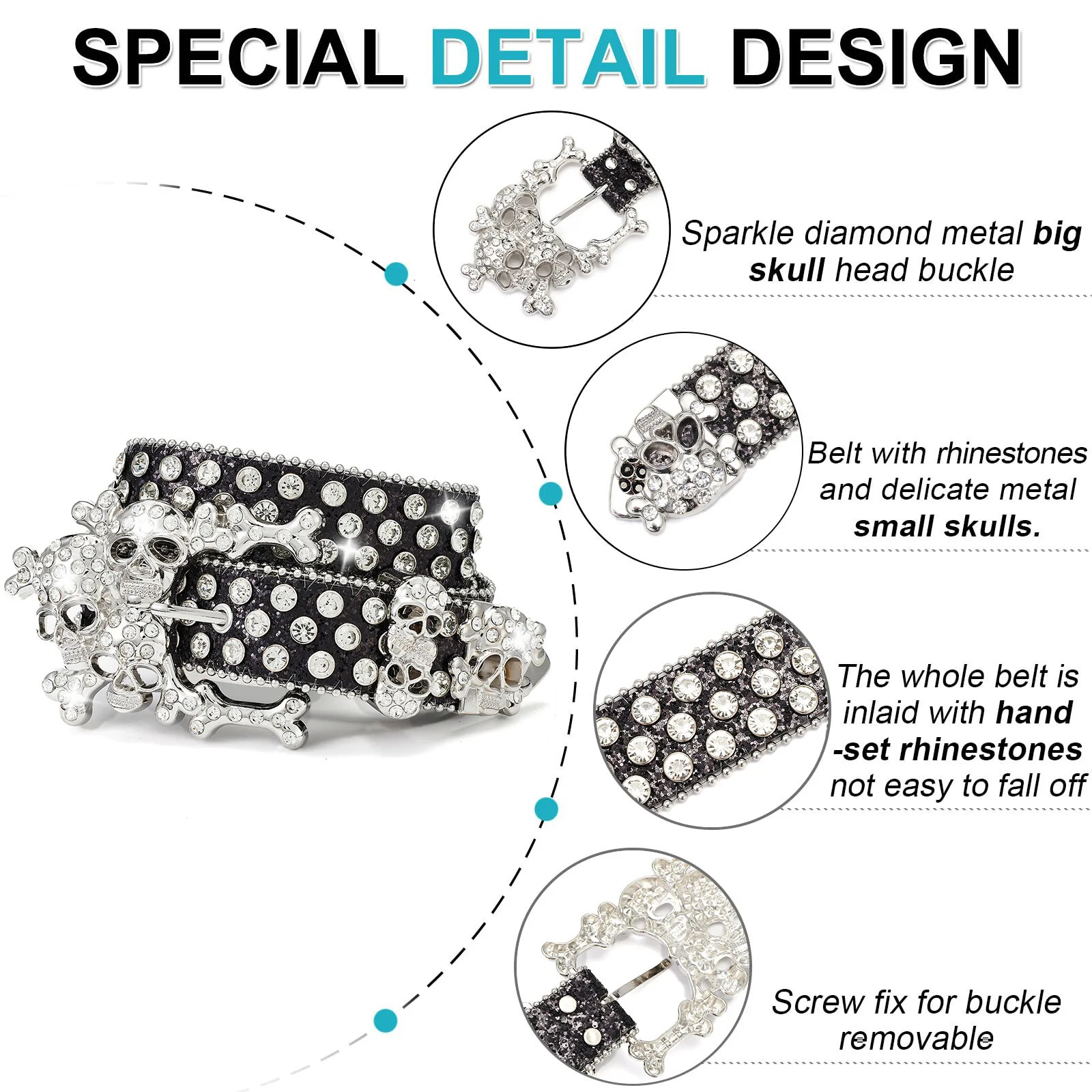 Home>Products>Leather Belt>Crystal Shining Punk Belt>Skeleton Pile>Water Diamond>Cowboy Fashion Belt 241202