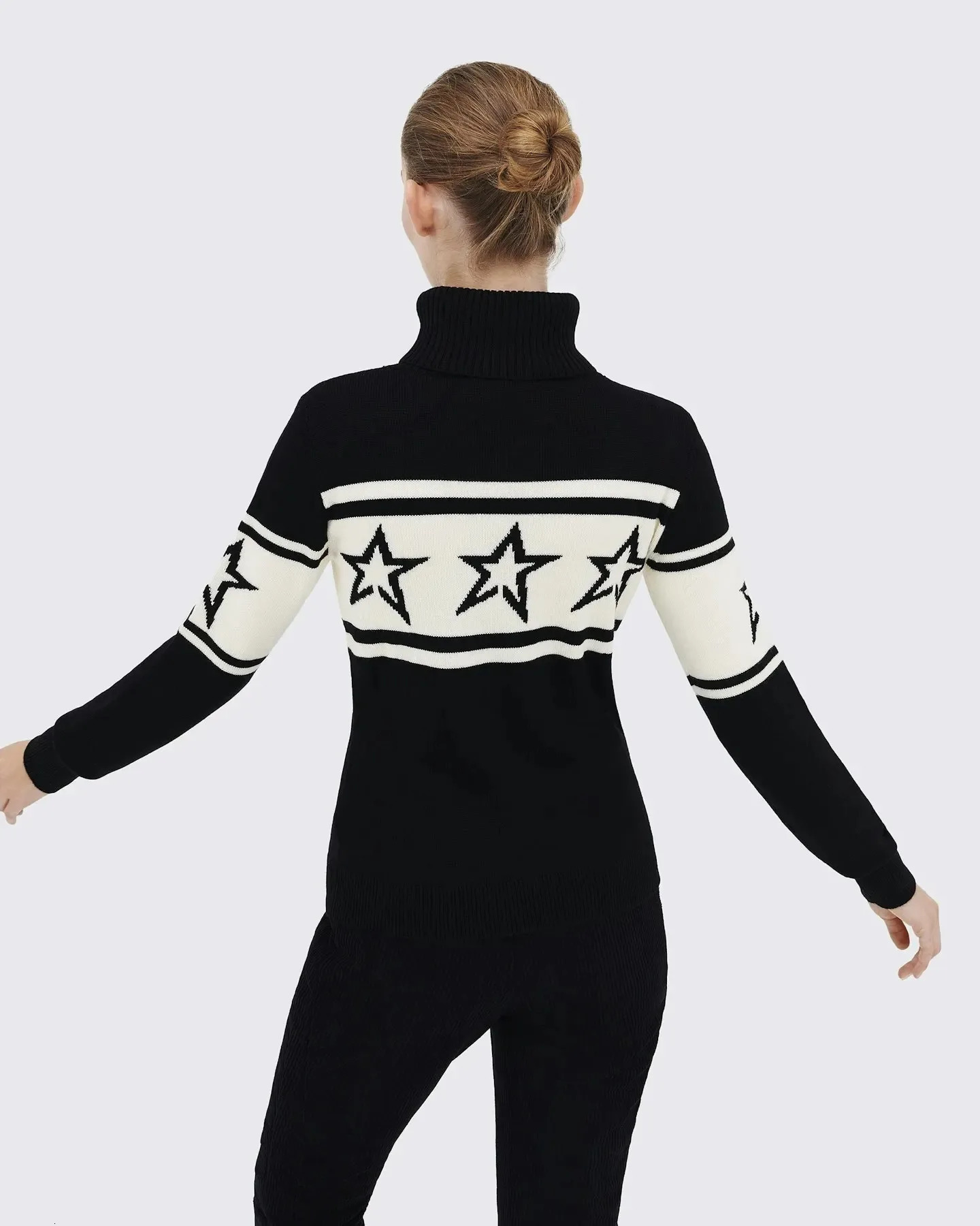 High end turtleneck sweaters for European and American women featuring a star stitched pattern for warmth and knitting 241202