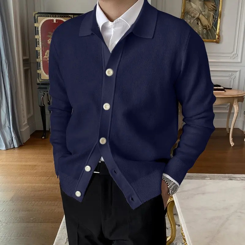 Mens Cardigan Sweater Long Sleeve Button Down Casual Collared Slim Fit Knit Sweater 241202 - view 4