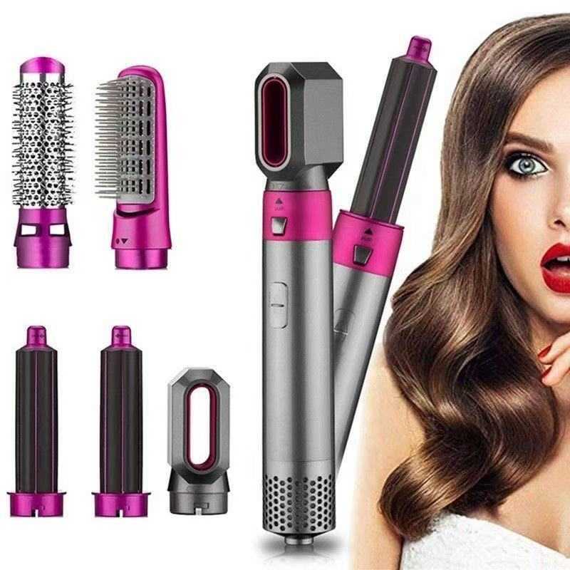 5-in-1 Curling iron Curling straight dual hair styling Fluffy comb Electric integrated blow comb negative ion hair dryer