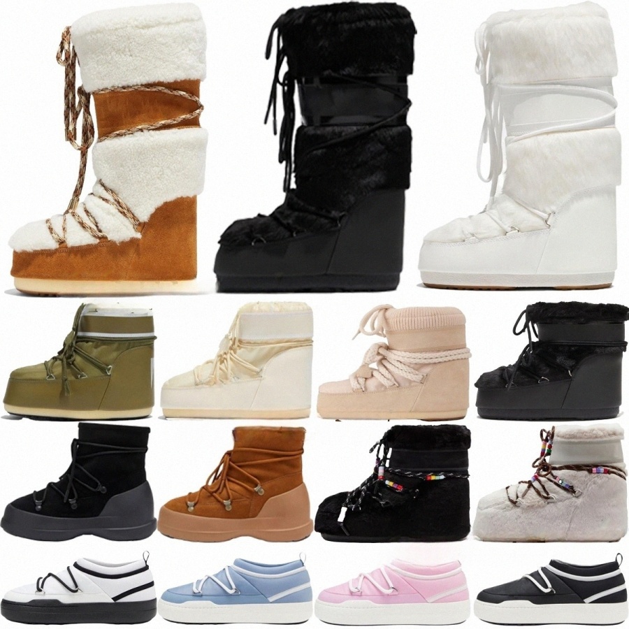 designer boots womens Icon Nylon Boot moon park Luna Black white khaki cream white brown lime green winter snow bootiesfYpZ#