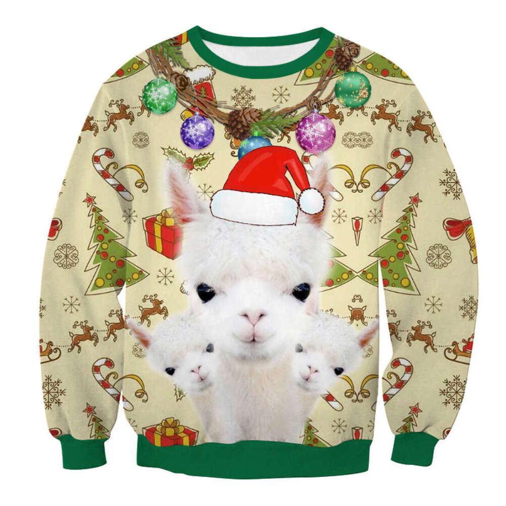 2024 autumn new Christmas 3D printed pullover for European and American men, round neck casual hoodie