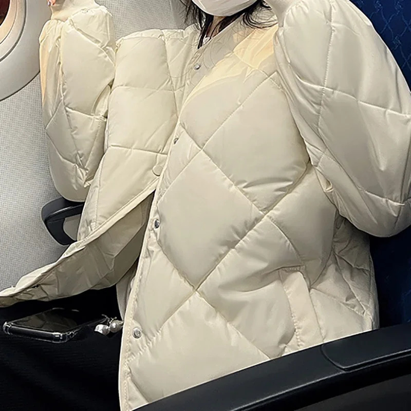 HELIAR Women Thicken Long Sleeve Office Cottonpadded Jacket Warm Lambswool Solid Button Fall Winter Casual Parkas 241120