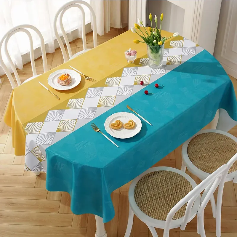Rectangle Tablecloth Waterproof Oil Proof Table Cover Party Decoration Home Wedding Coffee House Geometric Pattern Dining 17.5