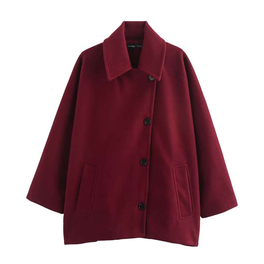 Women's Spring European American Fashion Loose Blended Solid Color Coat for Women B481164 2024 New Style Stylish and Elegant Clothing