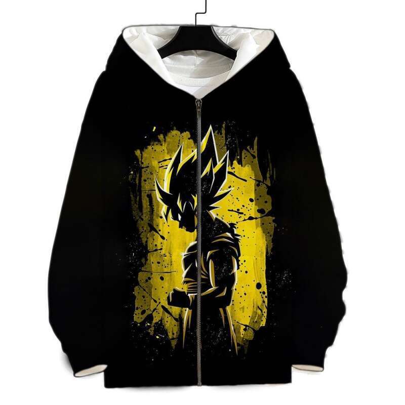 New 2024 Spring/Autumn Cartoon Anime Fashion 3D Printed Zipper Men's and Women's Casual Hoodie