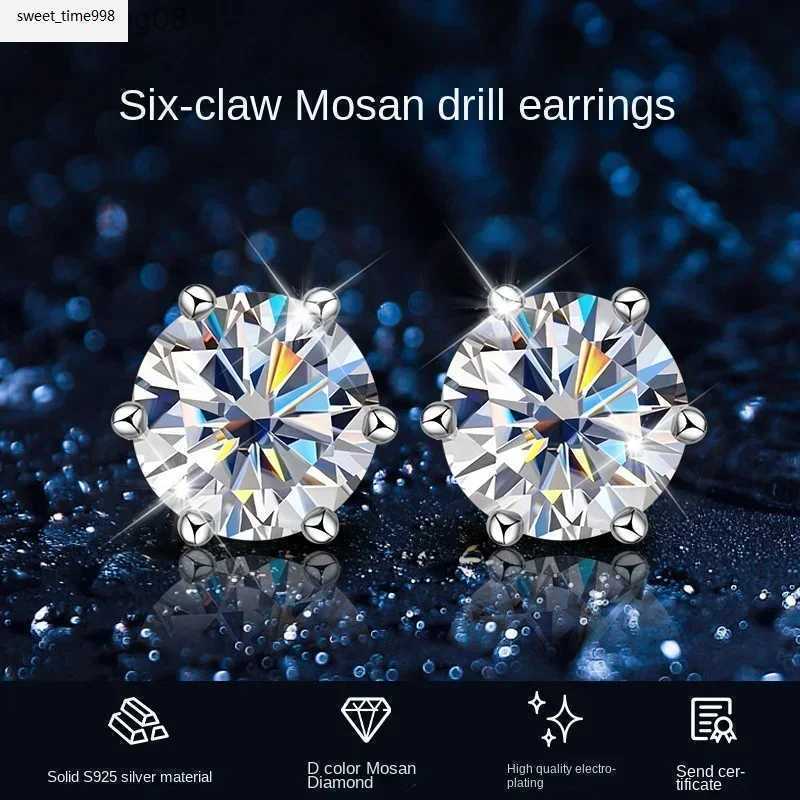 Charm Selling Classic Versatile D-color Moissanite Stud Earrings Womens Lace Six-claw Sterling Silver Aretes De Plata Ley 925 MujerL2403