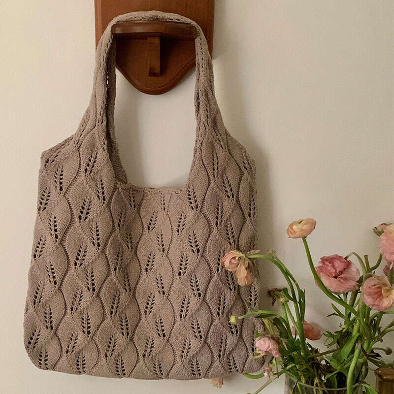 Knitted Woven Large Capacity Tote Crossbody Underarm Bag, Bags, Retro Hollowed Out Women's Shoulder Bag B2