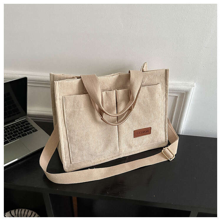 New Corduroy Large Capacity Handbag, Single Shoulder Crossbody Bag, Casual, Fashionable And Versatile B2