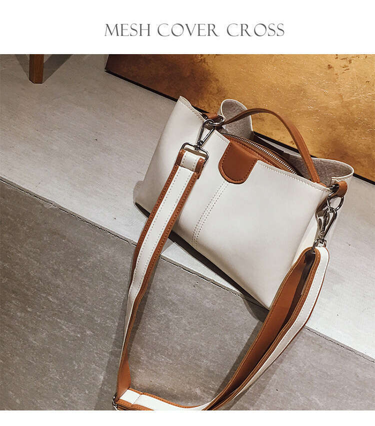 New Autumn And Winter Fashion Contrasting Color Tote Women's Handbag Versatile Single Shoulder Crossbody Bag B1