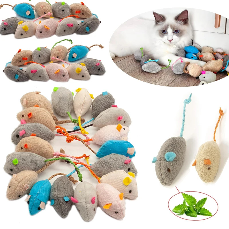 Rattle Cat Mouse Toys Prefilled Catnip Faux Fur Mice Toys Interactive Cat Game Catnip Toys for Indoor Cats toy