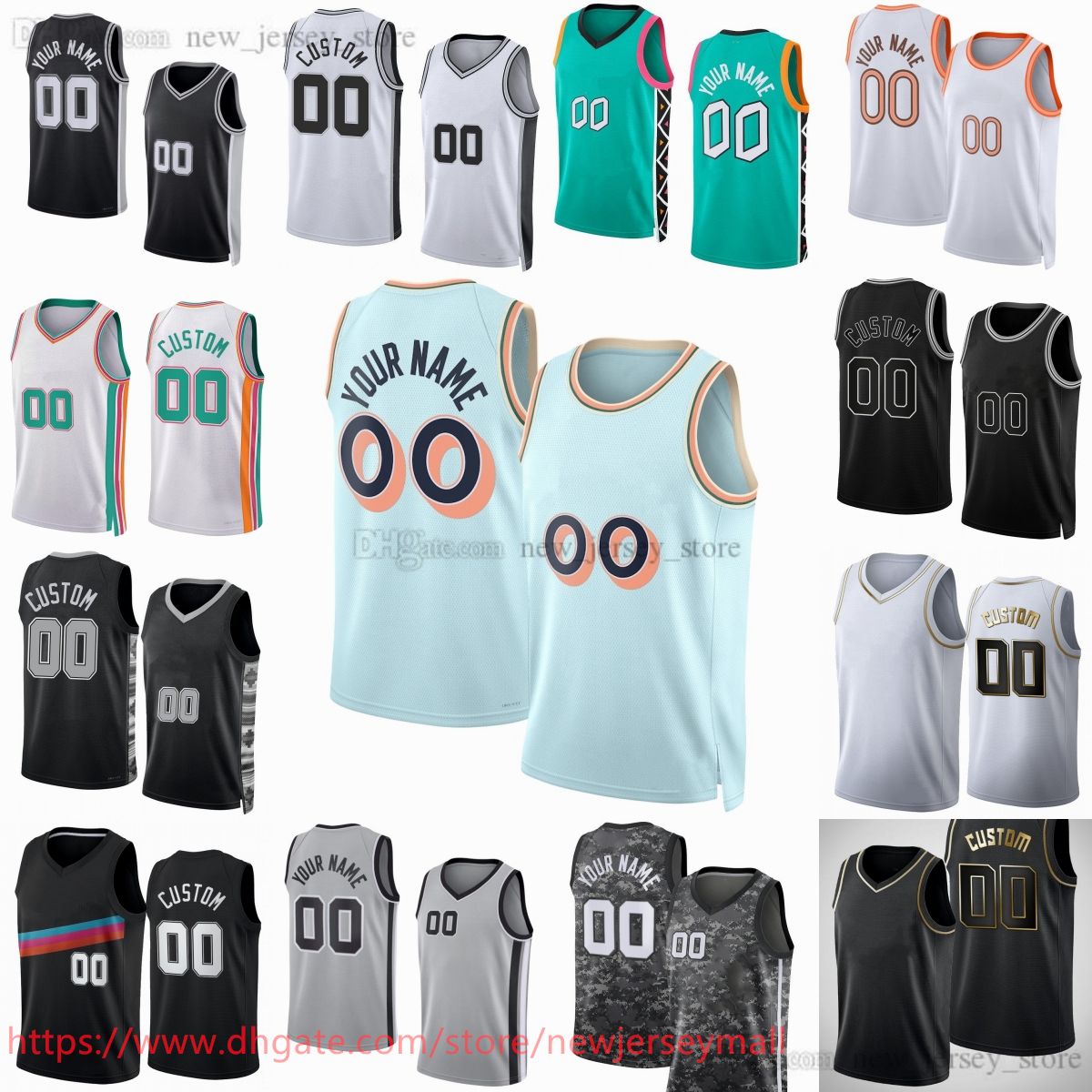 2024-25 New City Basketball 1 Victor Wembanyama Jersey Printed Fox Jeremy Sochan Devin Vassell Paul Branham Stephon Castle Tre Jones Blake Wesley Jerseys Shorts