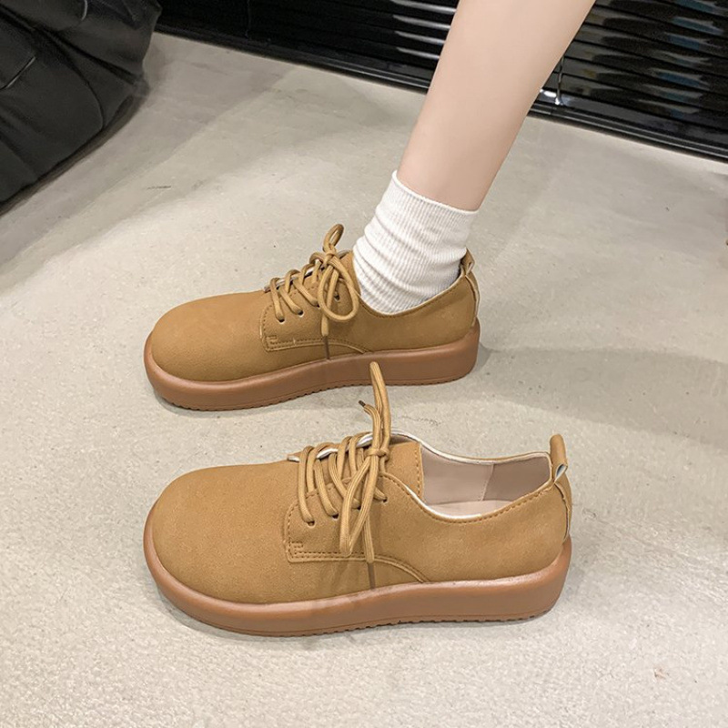 Thick soled full bag Boken shoes British style small leather shoes for women 2024 new spring and autumn wholesale Le Fu shoes Boken single shoes