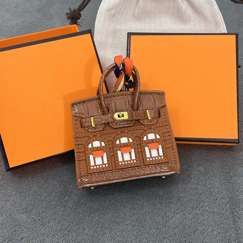 Fashion Keychains Lanyards Tiny House Leather Mini Bag Charm Keyring Decorate Purse Keychain Pendant R250602 L250928OJCJ