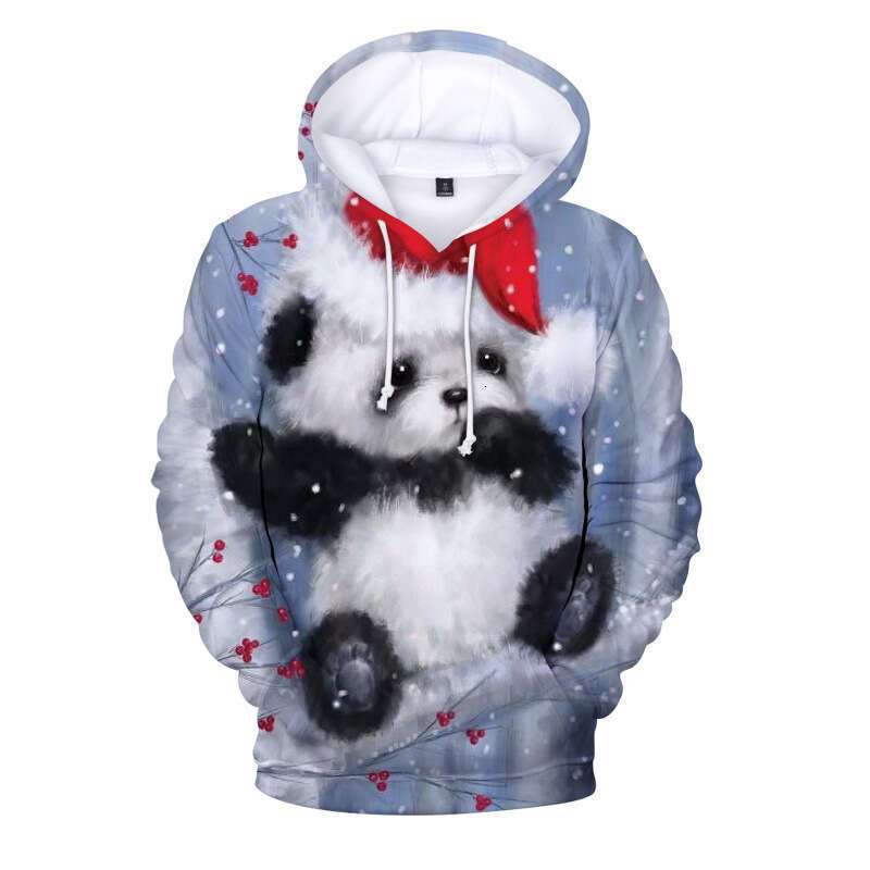 Cute animal panda 3D digital printing adult and children's parent-child series casual hooded sweatshirt factory direct sales
