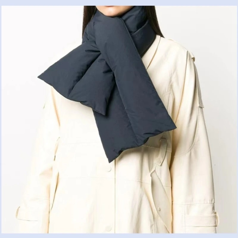 Jil Winter New Unisex Versatile Solid Color Thickened Warm Cross Down Scarf