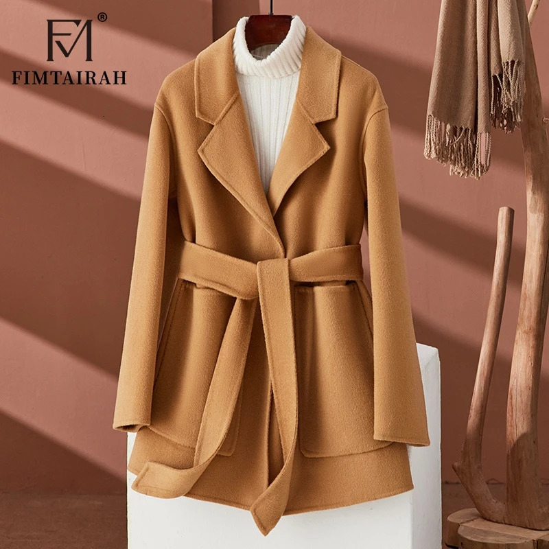 Fimtairah Doublesided 100 Wool Coat for women short slimfit 2024 autumnwinter pure wool coat 241121