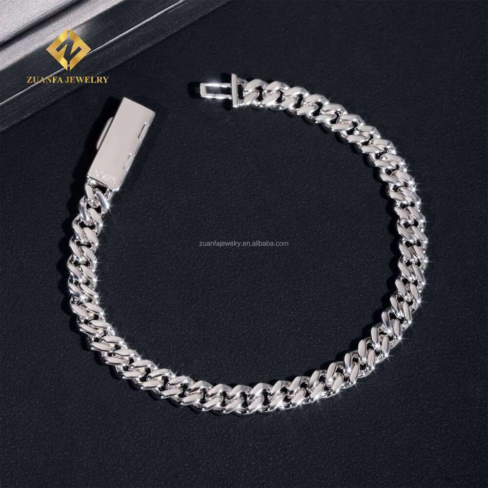 Customization GRA 6Mm Hip Hop Jewelry Sterg Sier Iced Out VVS Moissanite Name Black Enamel Lock Cuban K Bracelet