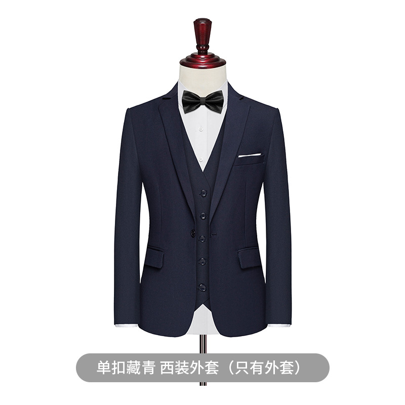 K551 Middle-Aged Men's Casual Suit Jacket - High-End Black Single Suit for Spring & Autumn