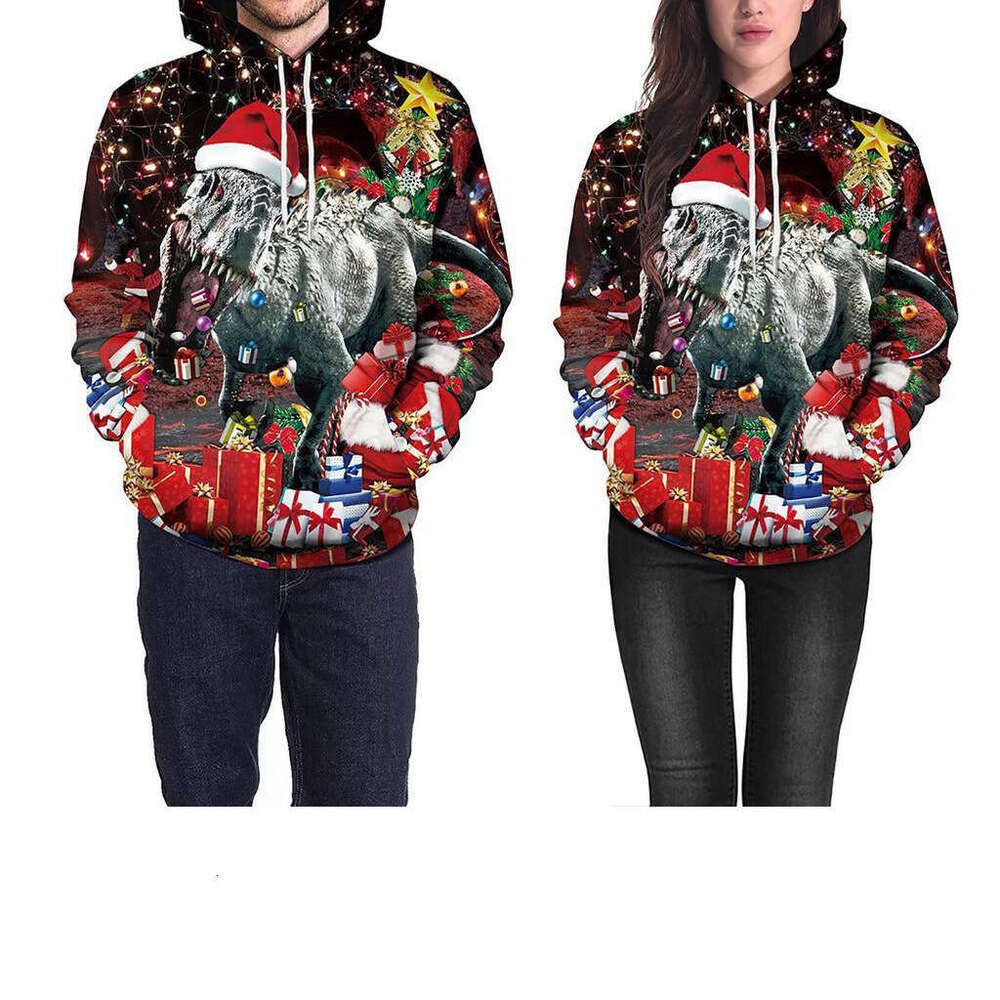 2024 New Christmas Deer 3D Printed Casual Couple Hoodie for Men Women in Europe and America