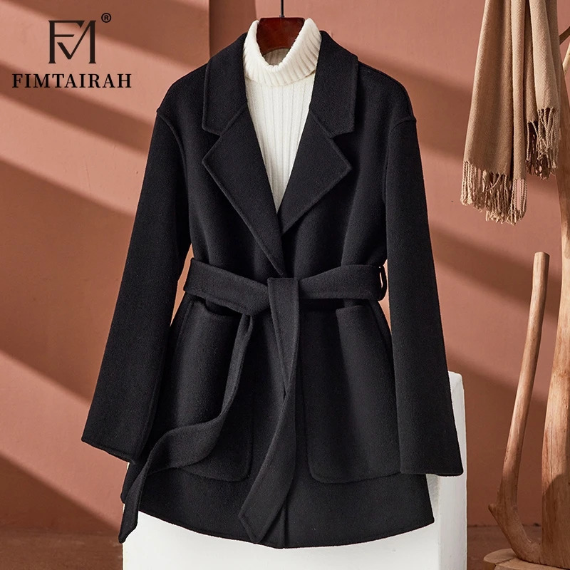 Fimtairah Doublesided 100 Wool Coat for women short slimfit 2024 autumnwinter pure wool coat 241121