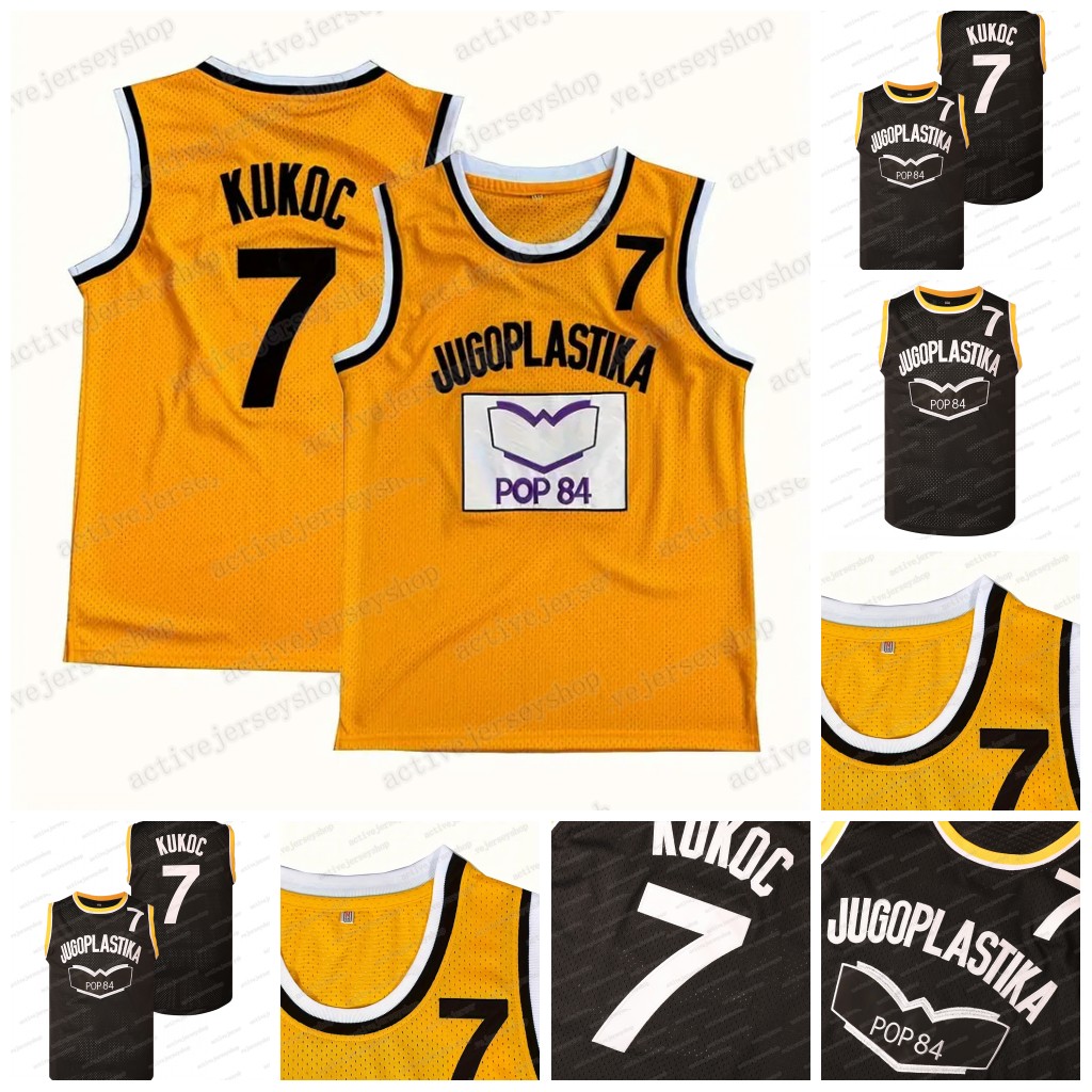 men #7 Kukoc yellow black Vintage Basketball Jerseys Sleeveles with Embroidered Letters and Numbers for Adult for Gifts