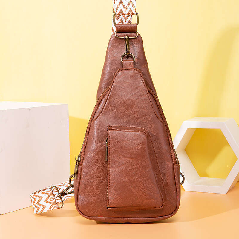 Women's Fashionable Wide Shoulder Ribbon European And American Retro Women's Chest Waist Bag B1