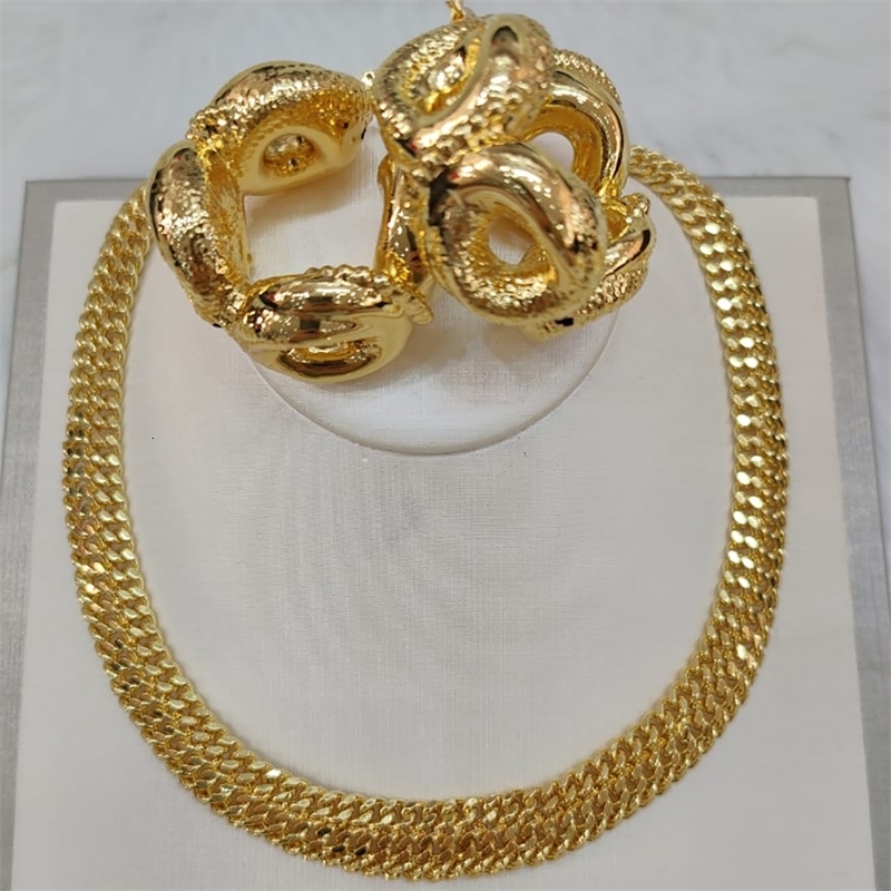 Dubai Gold Plated Jewelry Set for Women Trend Round Earrings Pendant African Copper Necklace Sets For Party Weddings 241120