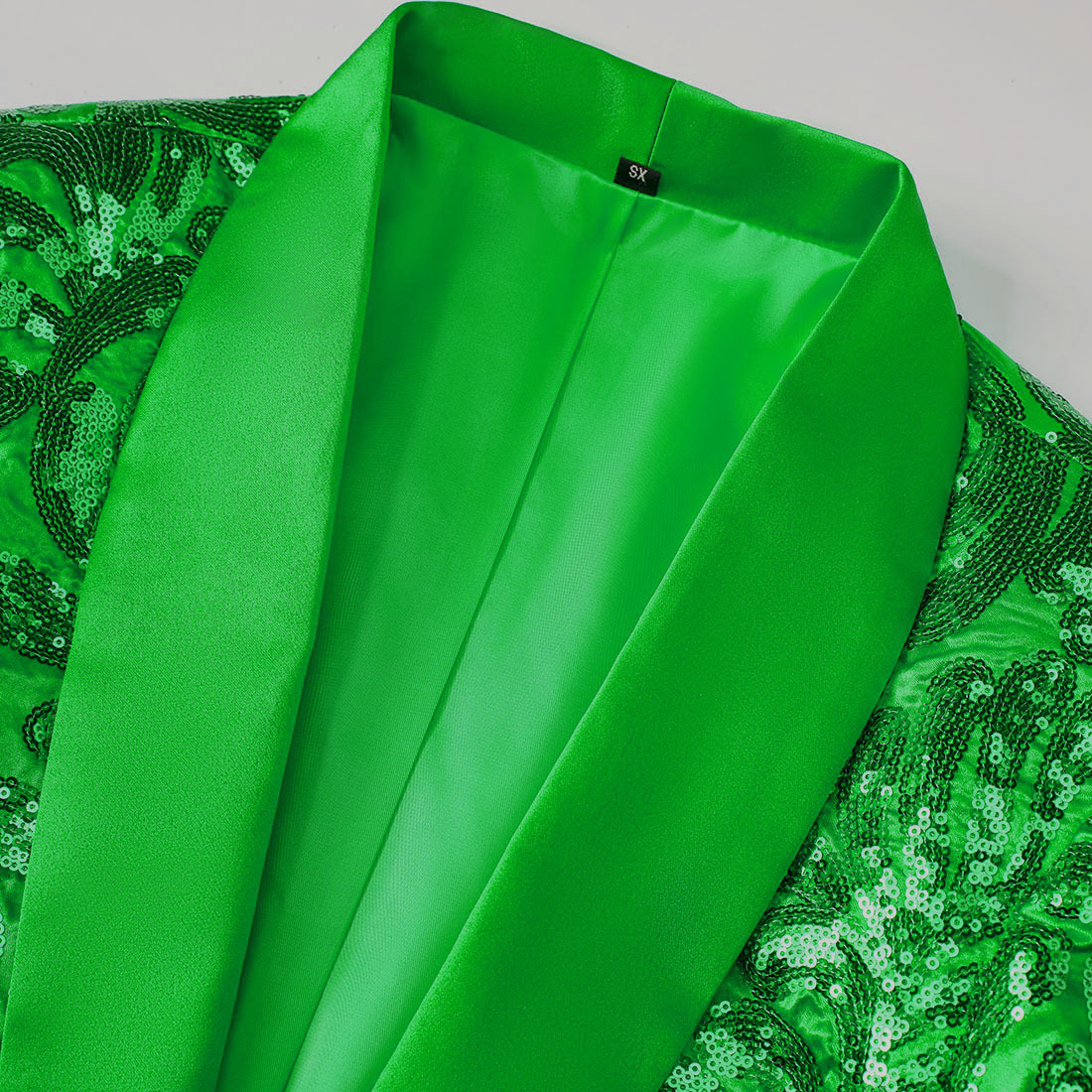 K625 Men's Slim Fit Green Suit Jacket with Color Sequin Detail