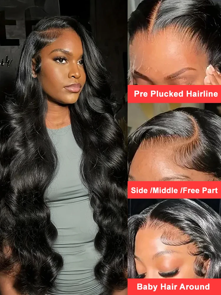 Free shipping Wear Go HD Transparent 13x6 Body Wave Frontal Human Hair Wig 30 40 Inch 13x4 Lace Front Wigs Synthetic Closure Glueless