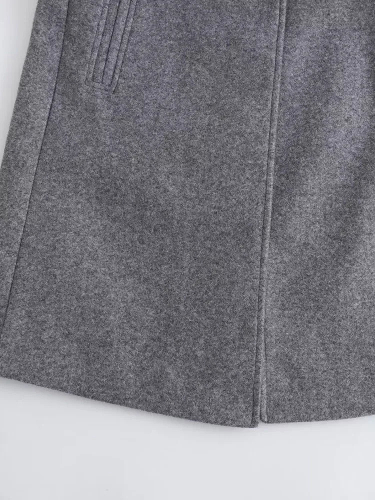 TRAF Women 2024 Autumn Fashion Tongle Style Slim Fit Long Casual Coat Chic Lapel Button Sleeve Outerwear Mujer 241121