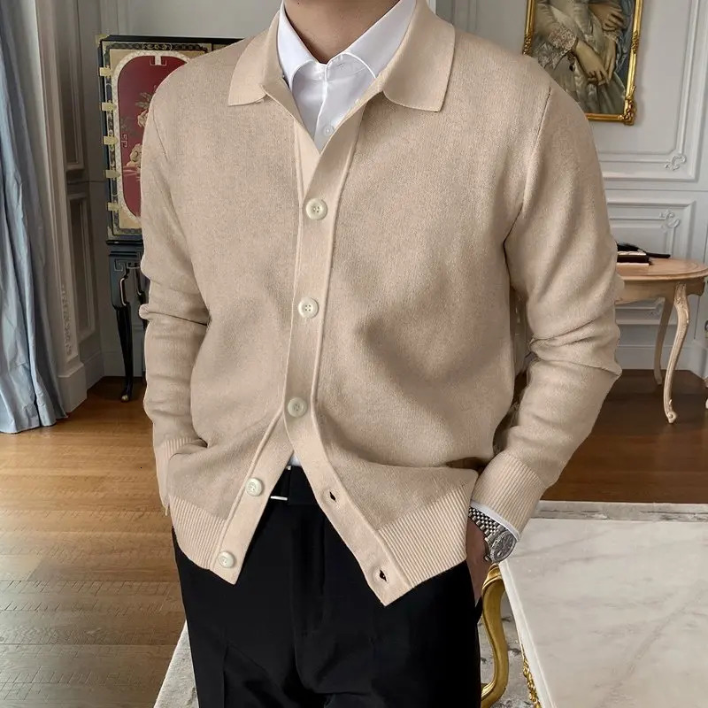 Mens Cardigan Sweater Long Sleeve Button Down Casual Collared Slim Fit Knit Sweater 241202 - view 7