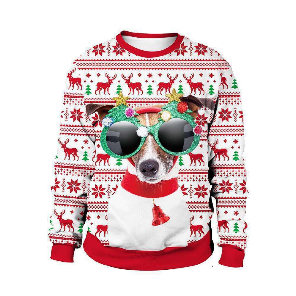 New autumn men's and women's casual print round neck Christmas deer couple hoodie