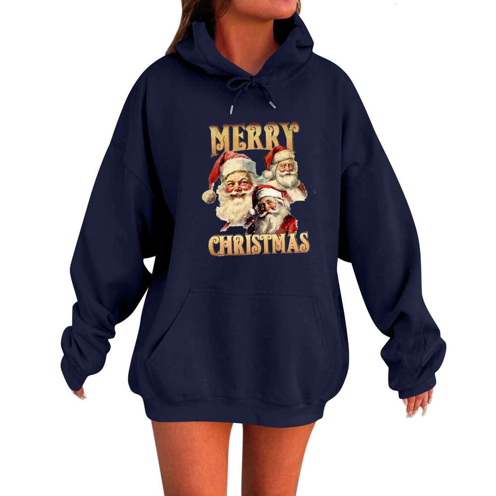 2024 European American new Santa Claus letter 3D printed gift hooded sweatshirt for men and women's casual wear