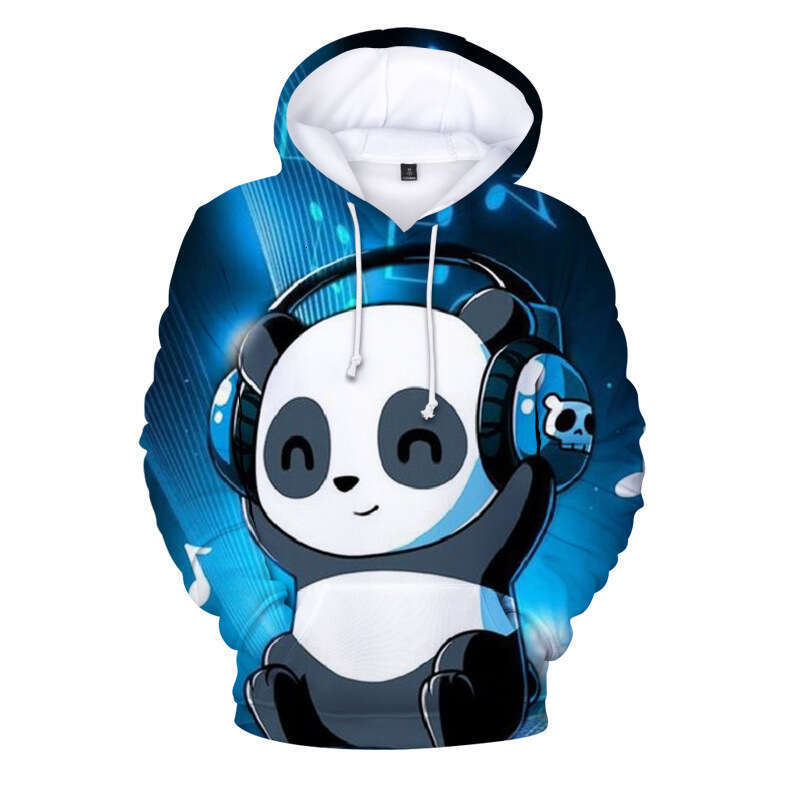 Cute animal panda 3D digital printing adult and children's parent-child series casual hooded sweatshirt factory direct sales