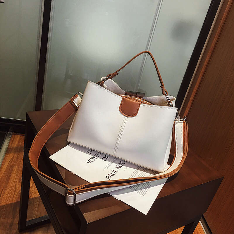 New Autumn And Winter Fashion Contrasting Color Tote Women's Handbag Versatile Single Shoulder Crossbody Bag B1
