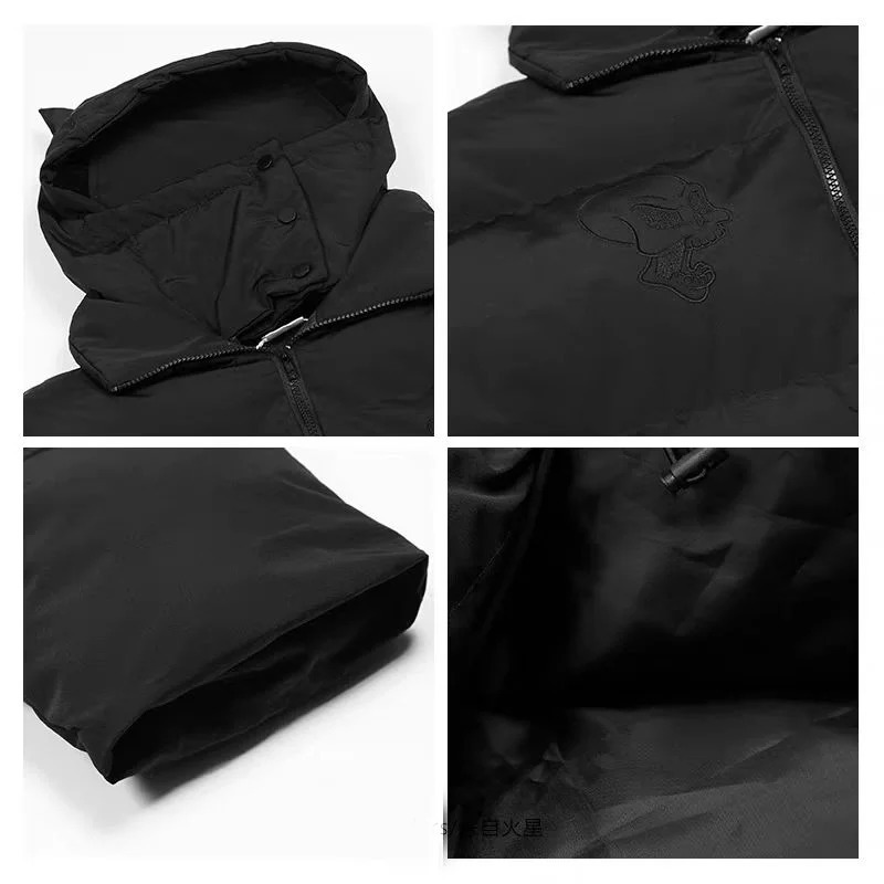 Womens Black Gothic Parka Jacket Vintage Warm Large Size Overcoat Long Sleeve Coat Korean Padded Winter Clothes 241120