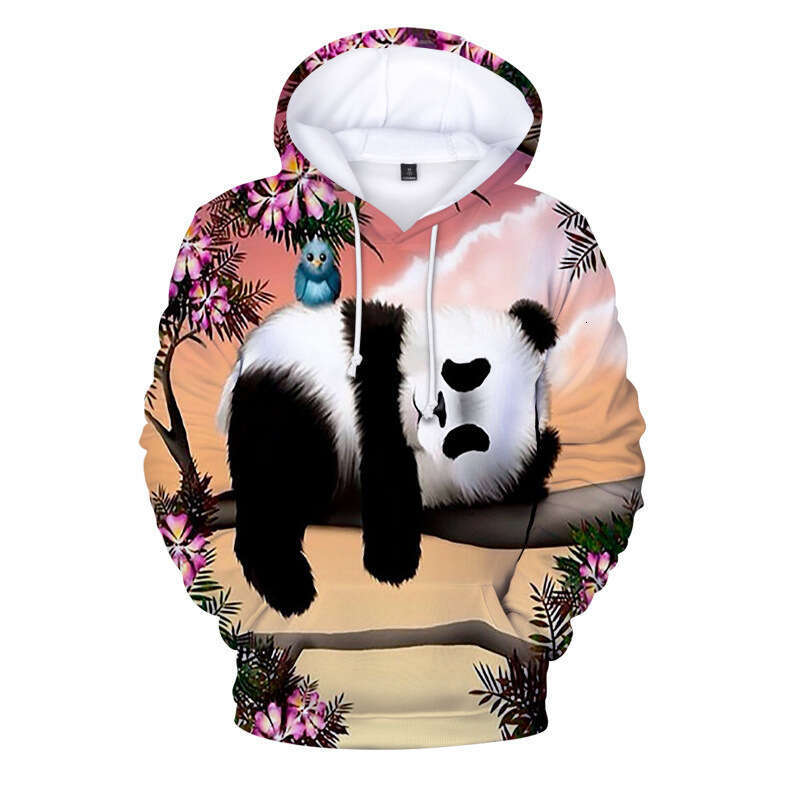 Cute animal panda 3D digital printing adult and children's parent-child series casual hooded sweatshirt factory direct sales