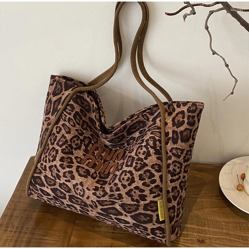 Totes Brand Leopard Print Suede Women Brown Large Capacity Versatile Casual Shoulder Commuter