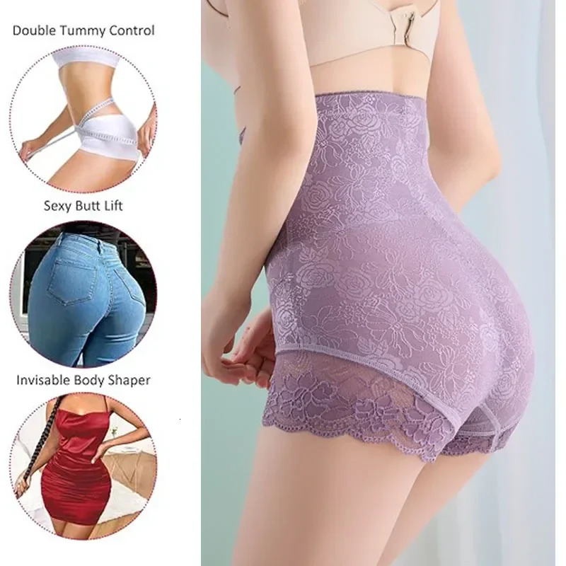 GUUDIA Hook Zipper Clre Lace High Waist Tummy Control Shapewear Panty Invisable Slimming Shaping Women Underwear Shaper 241121
