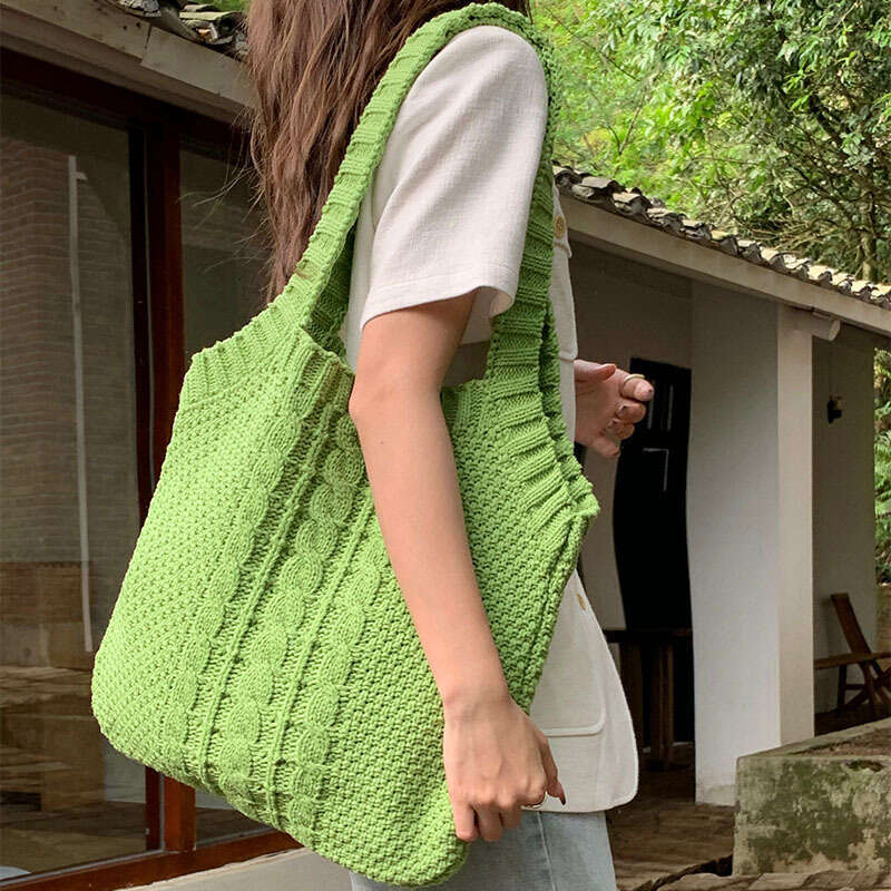 Literature And Art Retro Large Capacity Knitting Fried Dough Twists Handbag Tote Messenger Senior Lady Bag B2