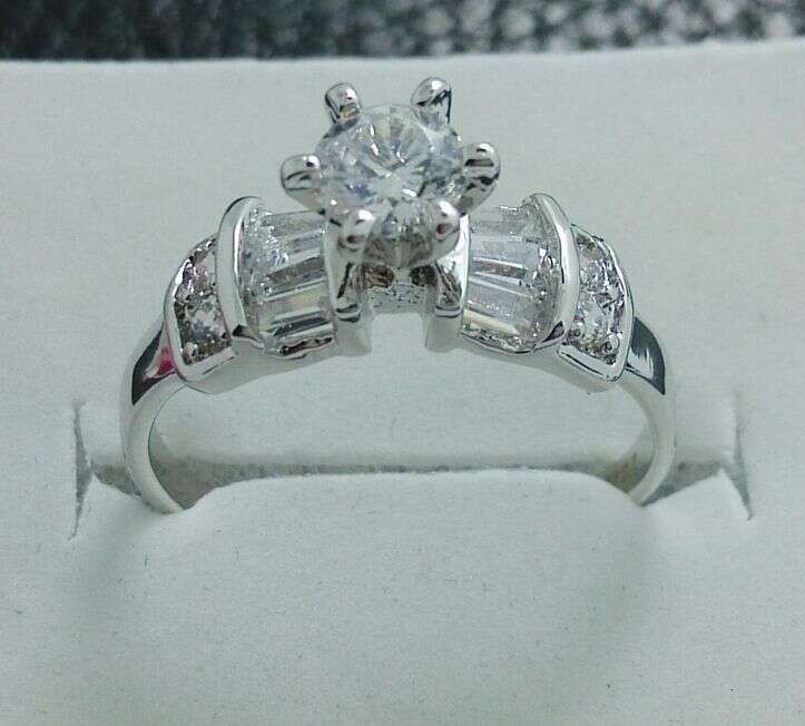 Unique 10K Gold Filled White Topaz Gemstone Wedding Ring Set | Size 6-10 dh910320090