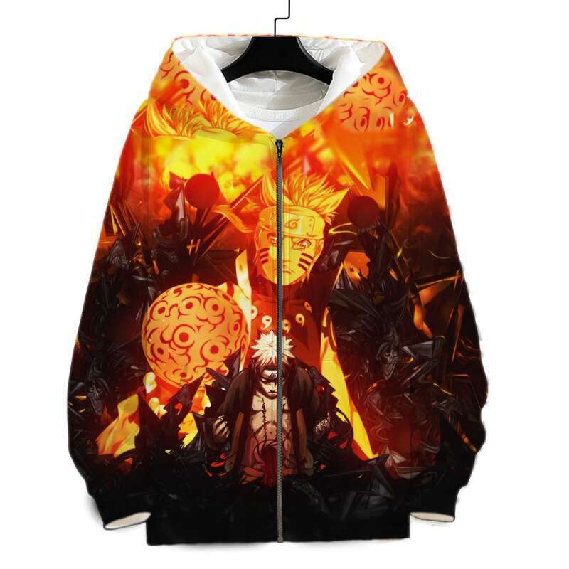 New 2024 Spring/Autumn Cartoon Anime Fashion 3D Printed Zipper Men's and Women's Casual Hoodie